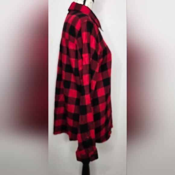 Christopher and Banks Womens Button Front Red and Black Check Plaid Shirt Large - Picture 5 of 8